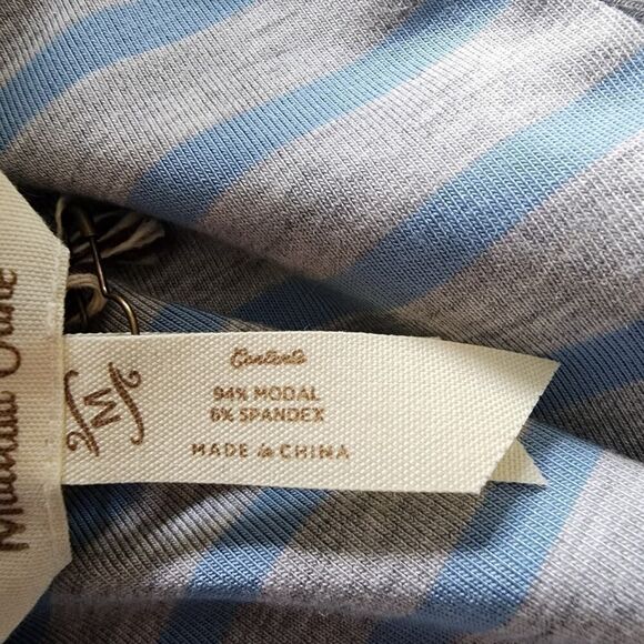 NEW MATILDA JANE Her Majesty Dress Gray Blue Stripe Shark Bite Hem womens size M - Picture 7 of 8